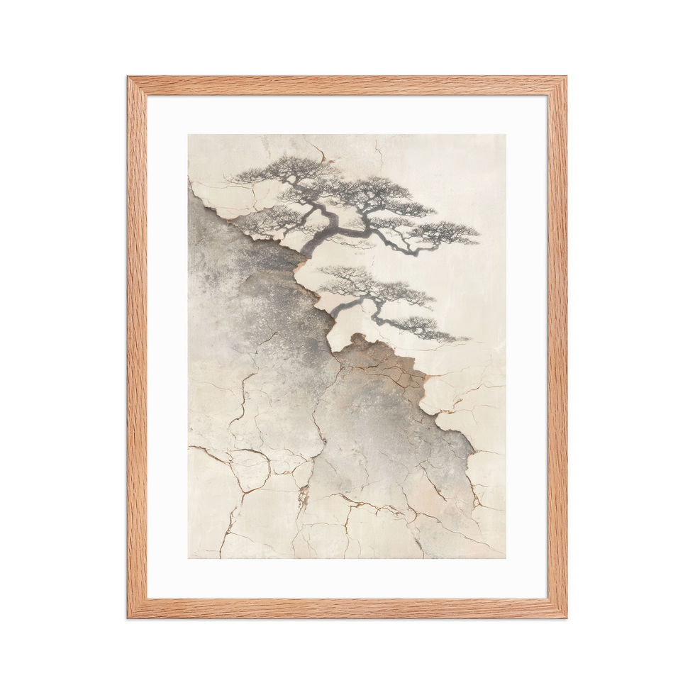 Thumbnail: Japandi Bonsai Tree Silhouette Faded Ink Sumi-e Inspired