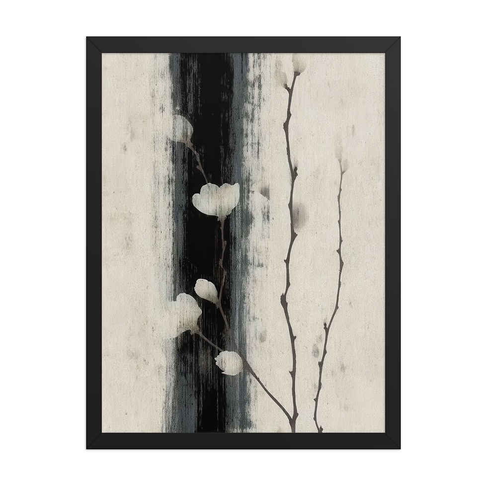 Thumbnail: Japandi Minimal Black and White with White Blossoms