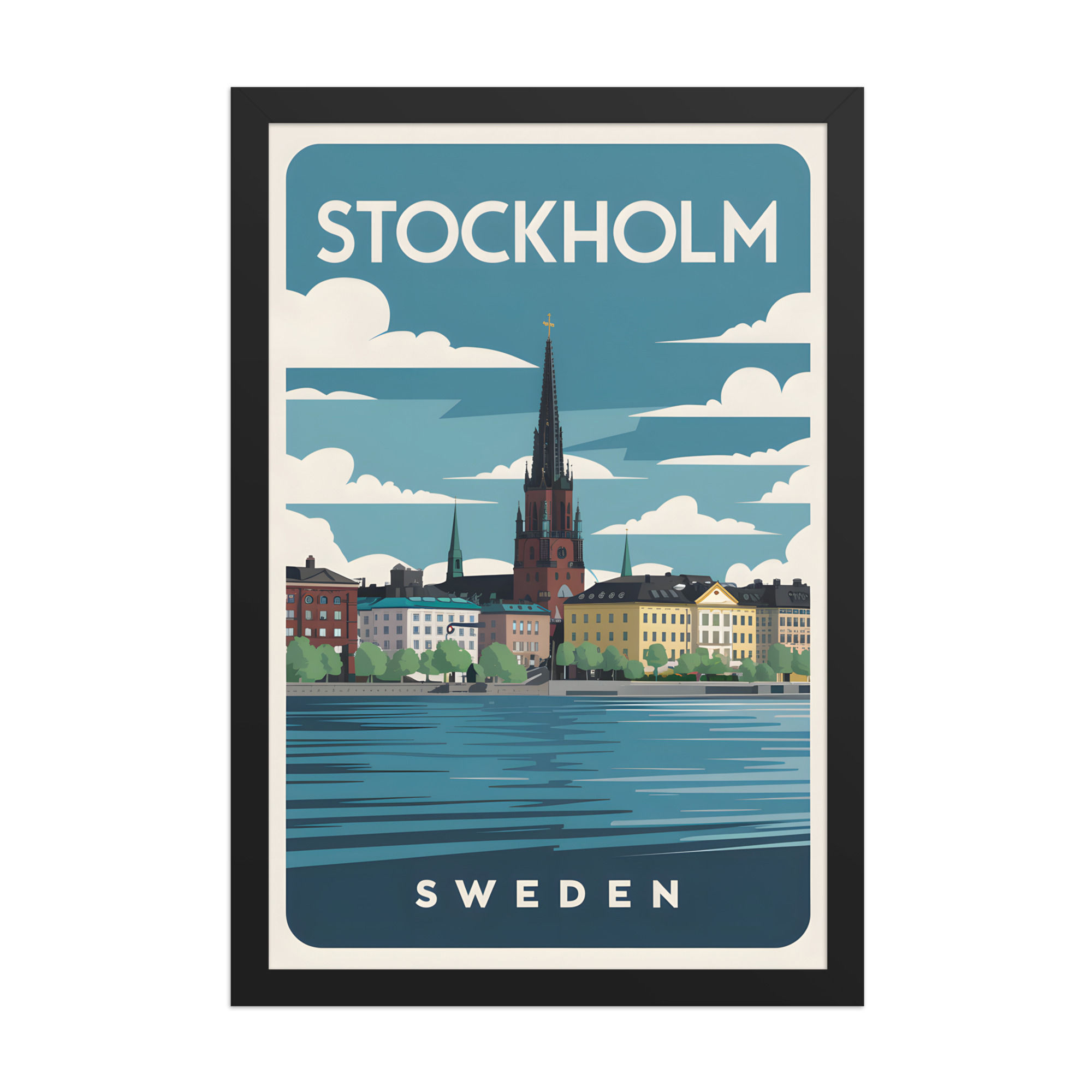 Stockholm, Sweden Modern Travel Art