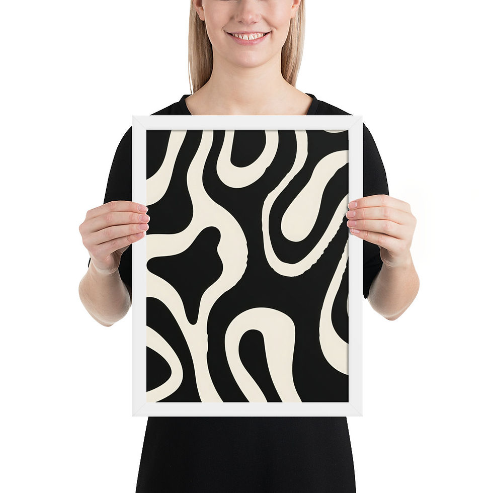 Thumbnail: Black & Beige Abstract Wall Art Print 