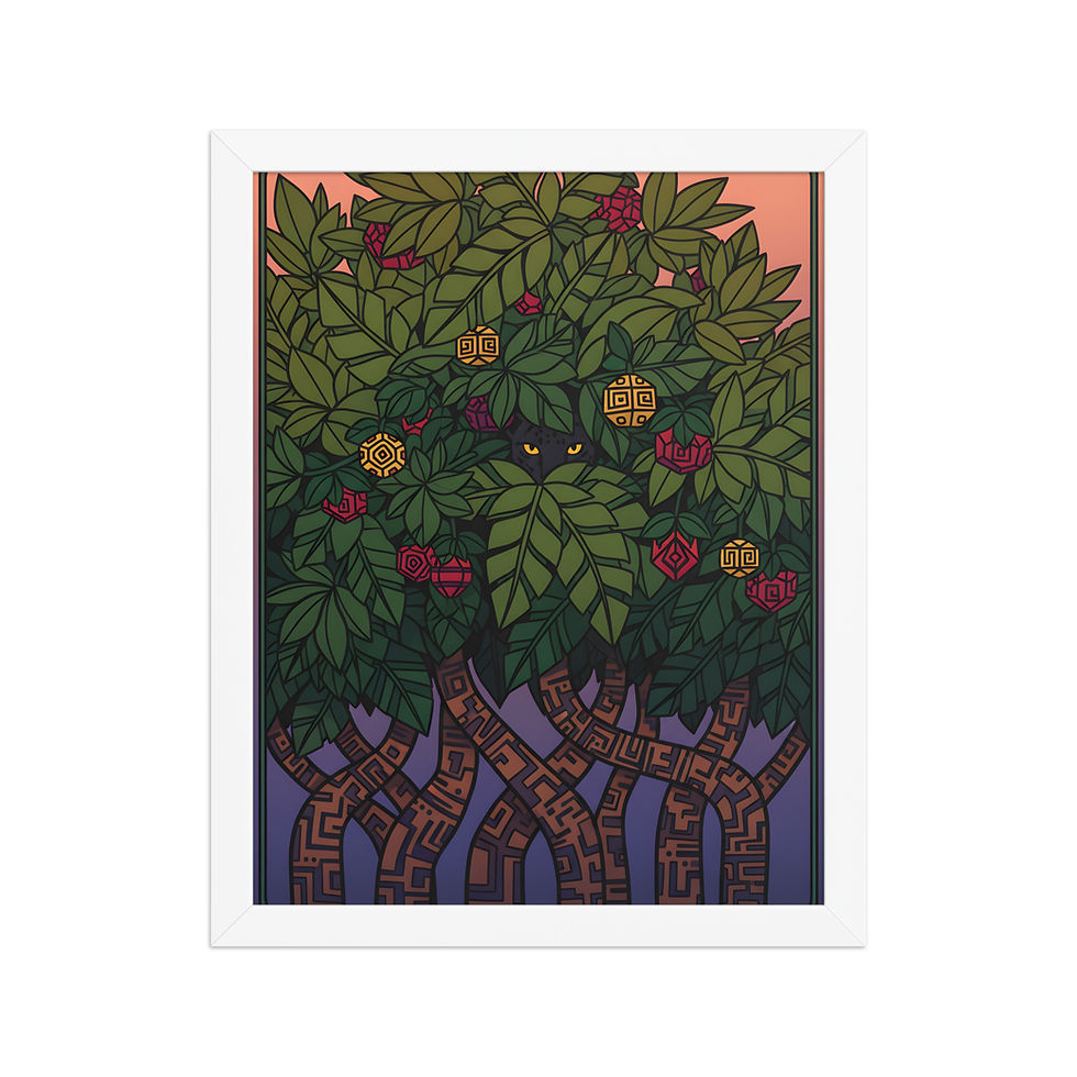 Thumbnail: Jaguar Leaves Nature Art Print