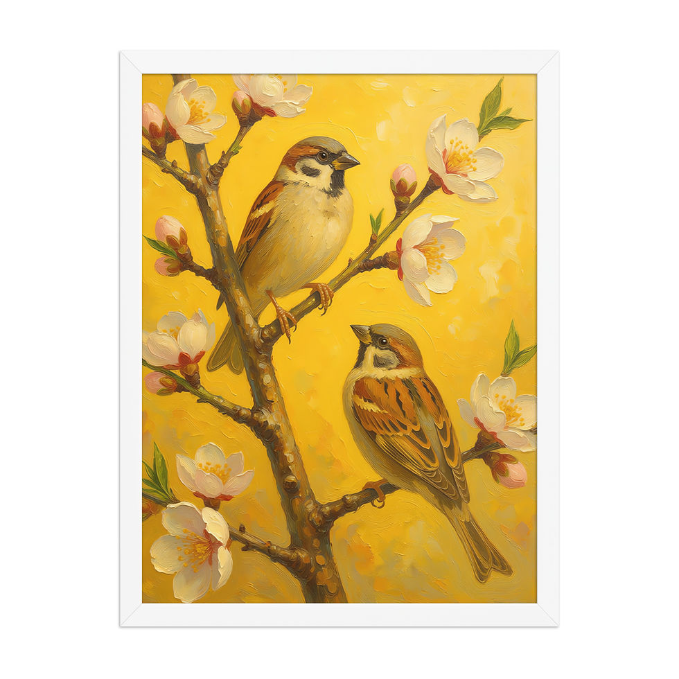 Thumbnail: Finches on an Almond Tree Art Print