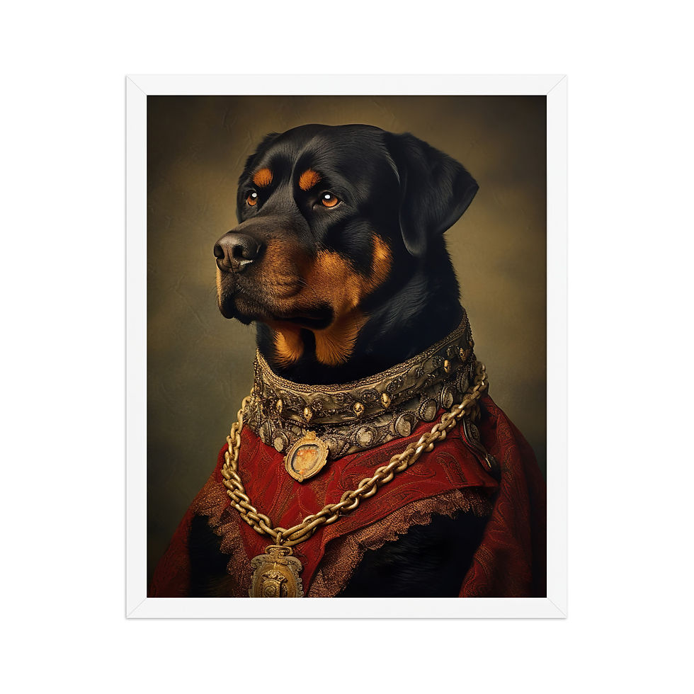 Thumbnail: Aristocratic Rottweiler | funny animal wall art | framed