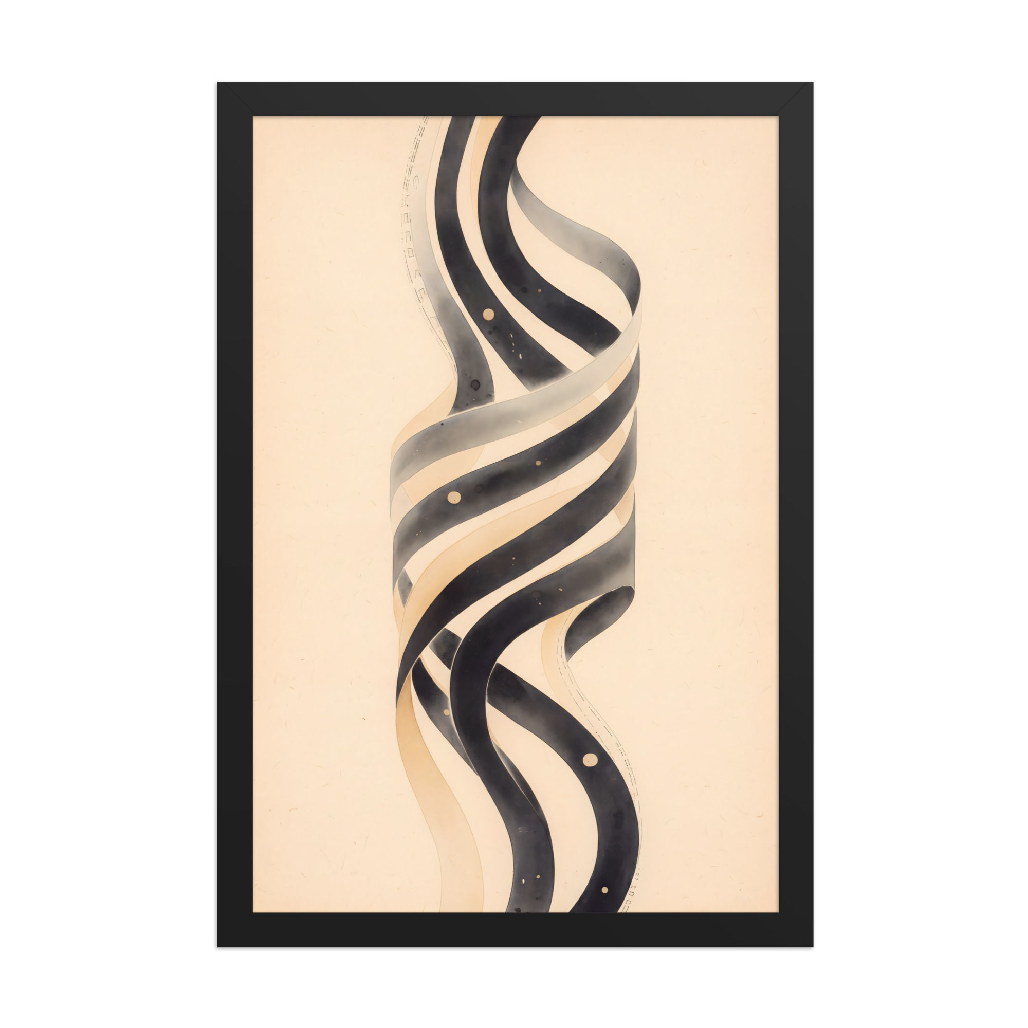 Twisted Neutral Spirals in Minimalist Style Framed Contemporary Mega Wall Art