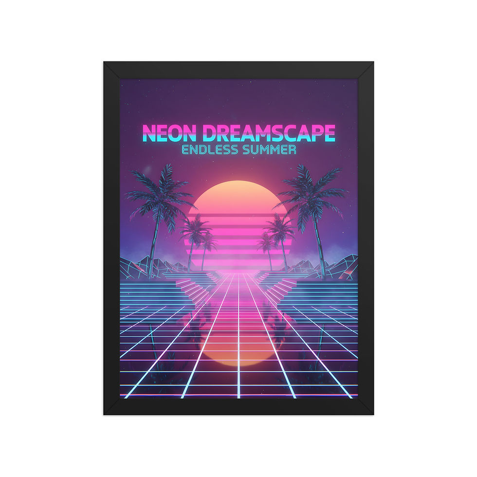 Thumbnail: Neon Dreamscape Retro 80s Wall Art