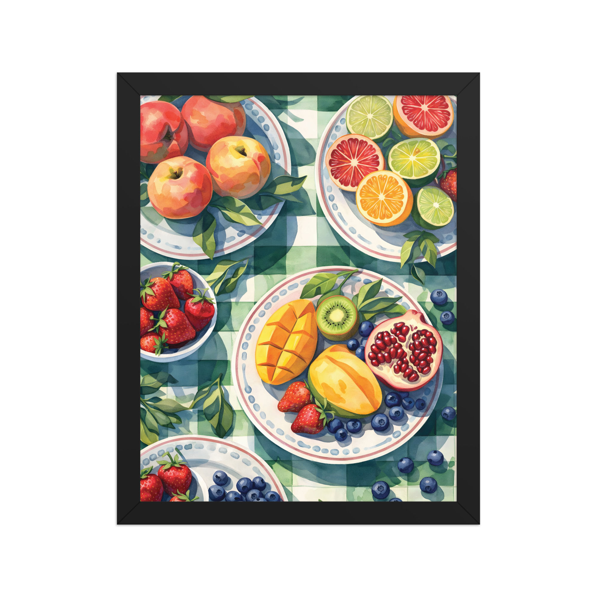 Abundant Fruit Table Framed Kitchen Wall Art