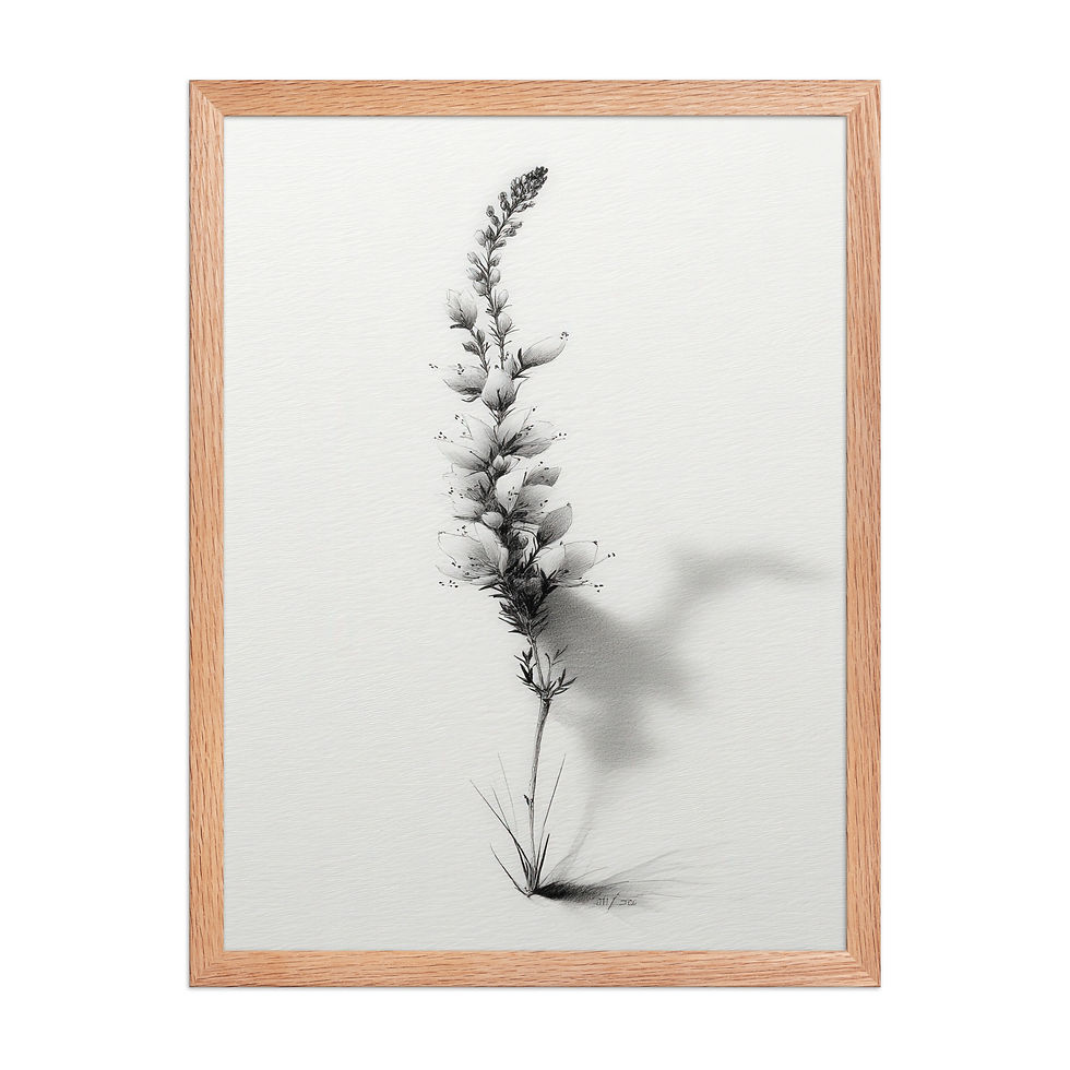 Thumbnail: Tranquil Nature Black and White Illustration - Framed