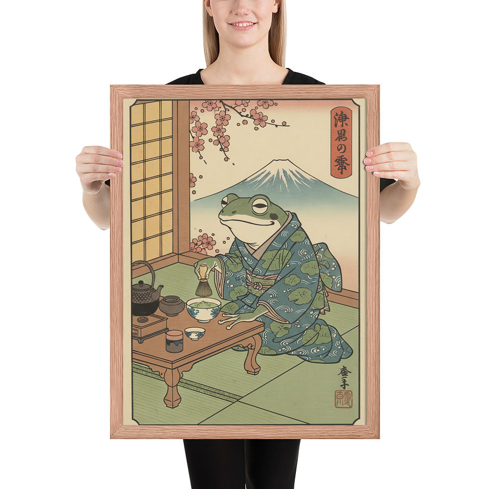 Thumbnail: Tea Making Frog Japanese Style Art Print