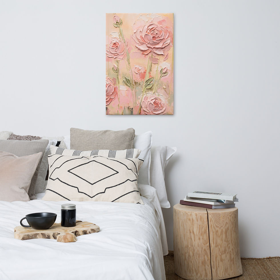 Thumbnail: Blush Rose Textured Print – Impasto-Style Floral Wall Art
