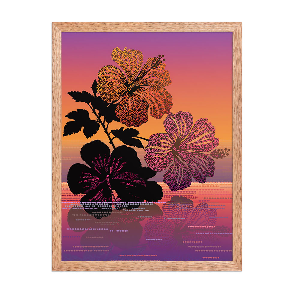 Thumbnail: Sunset Hibiscus Pointilist Summer Print