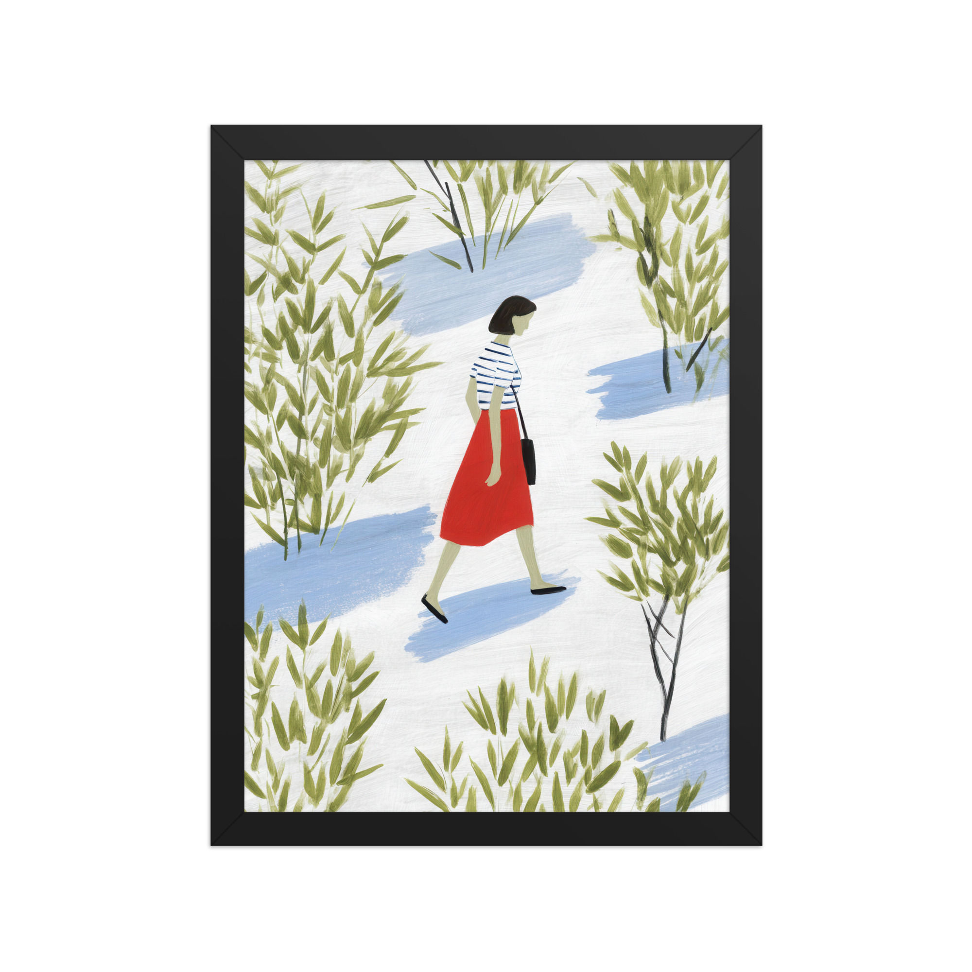 Contemporary Gouache Wall Art - Framed Elegance