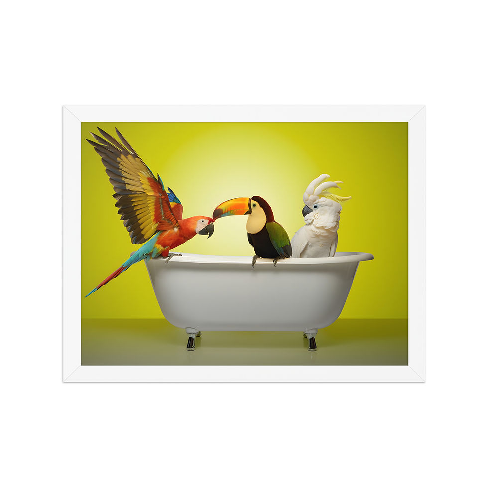 Thumbnail: Bird Trio in a Bath Framed Art Print