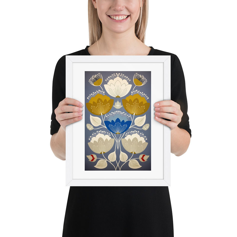 Thumbnail: Folk Style Scandinavian Botanical Prints - Elegant Wall Art