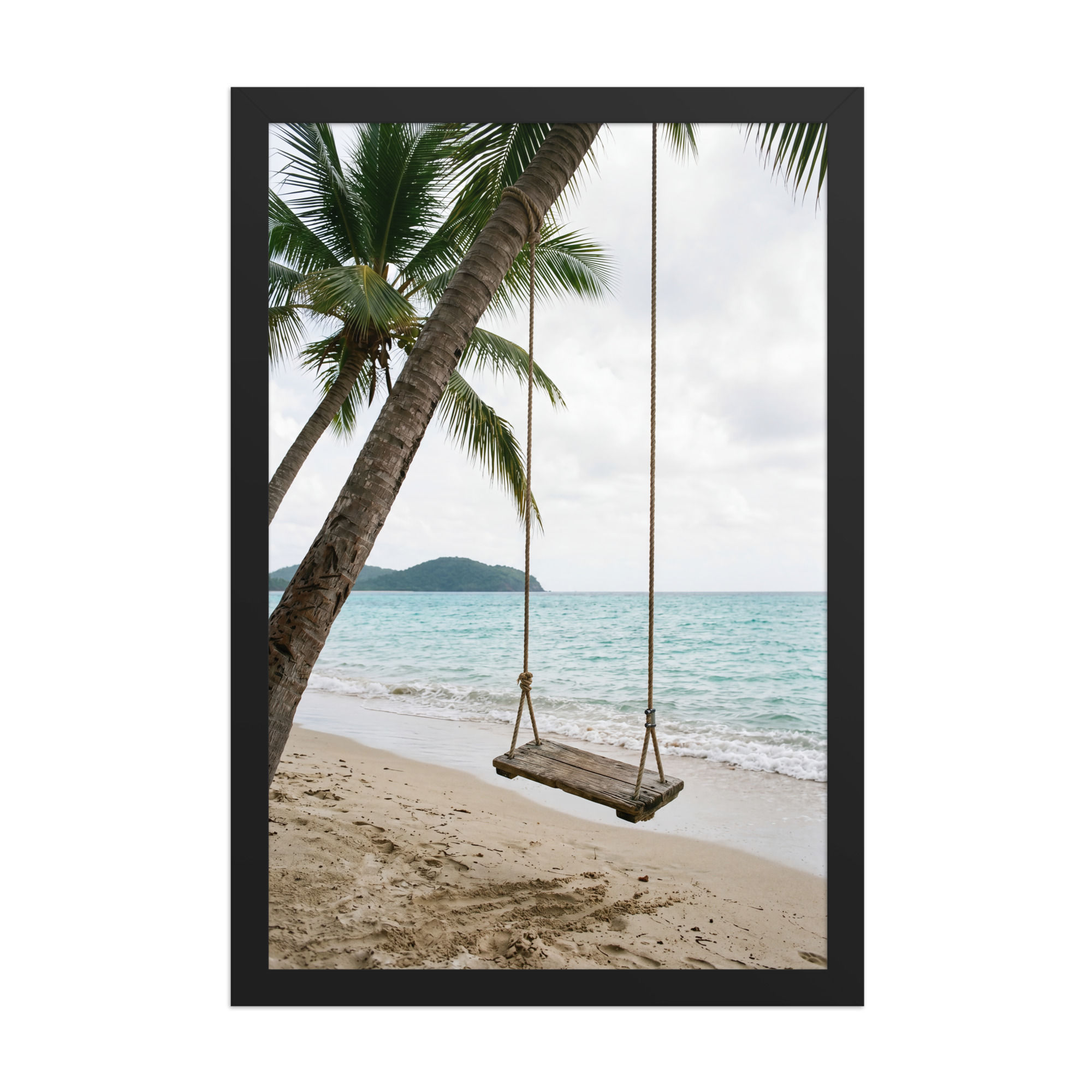 Tranquil Beach Swing Under Palm Trees