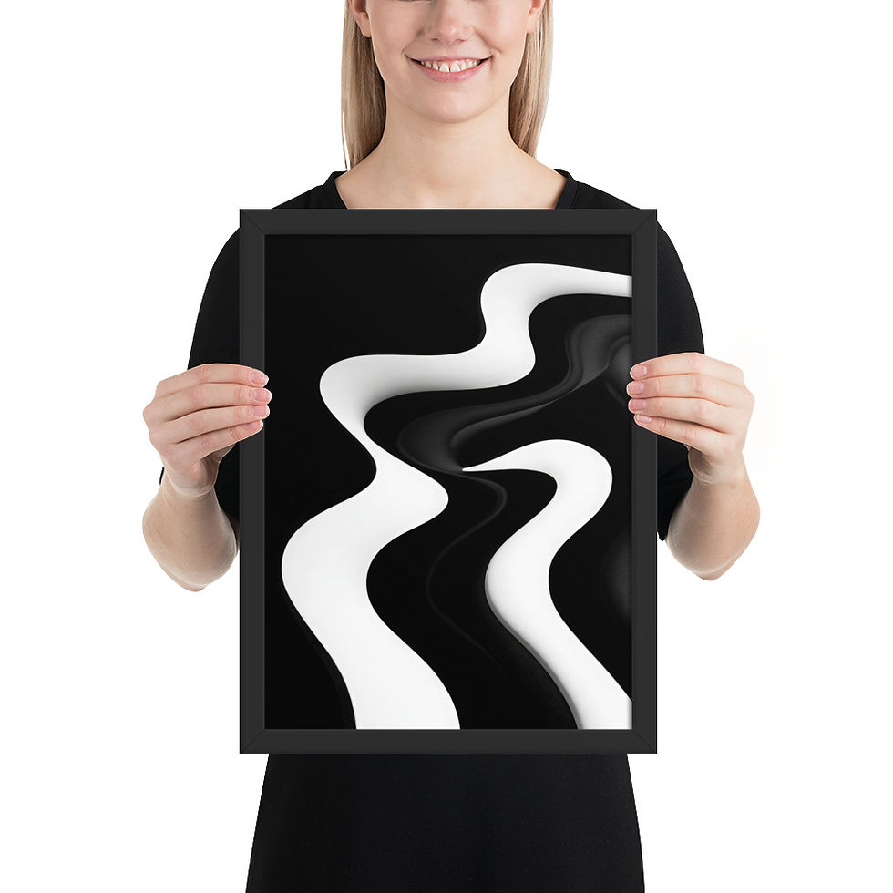 Thumbnail: Black & Beige Abstract Wall Art Print 