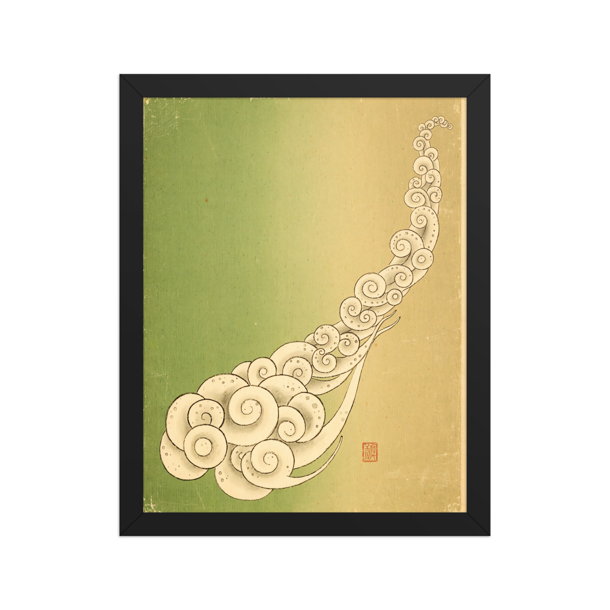 Oriental Spiral Clouds Framed Wall Art