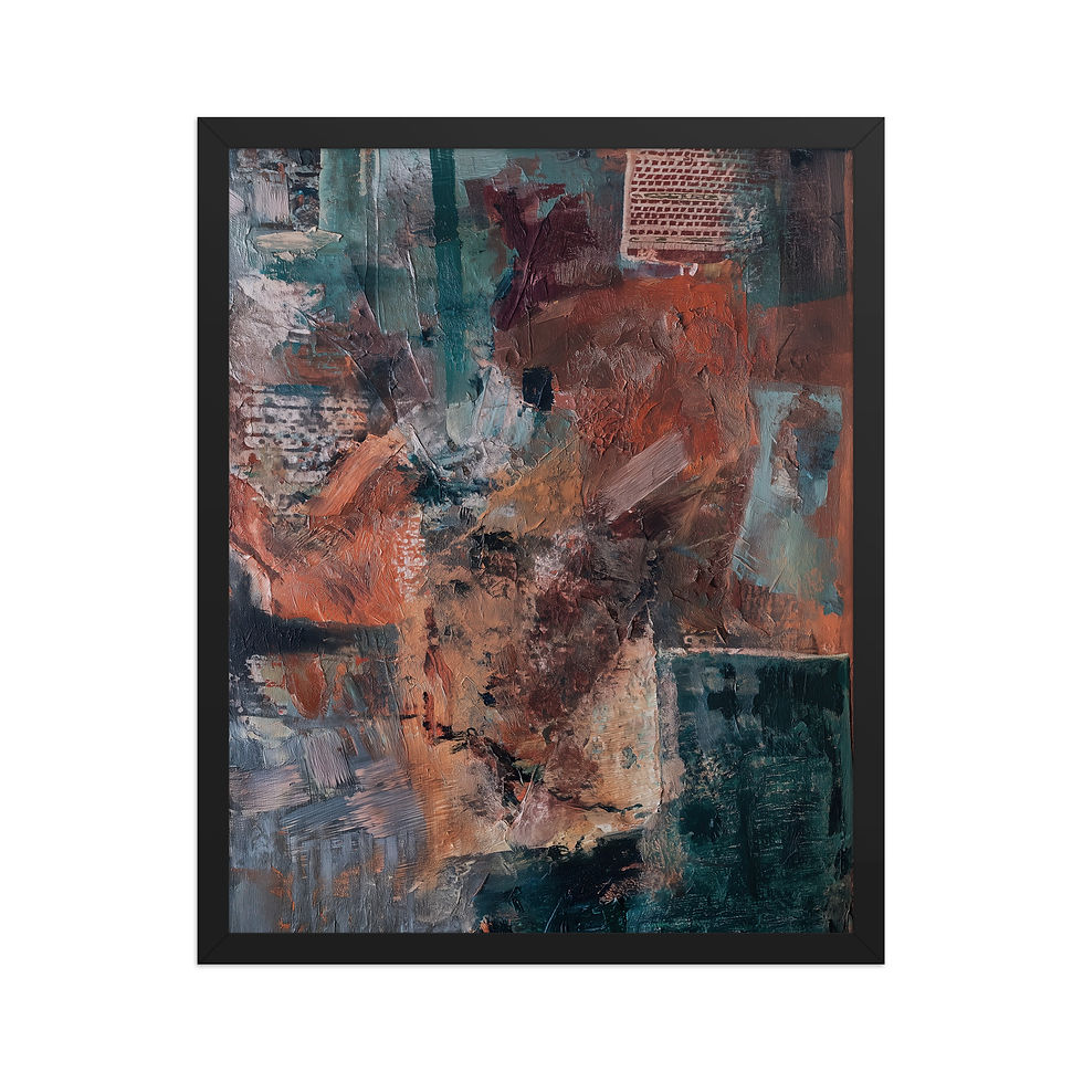 Thumbnail: Terracotta & Ochre Abstract Expressionist Print | Framed Wall Decor