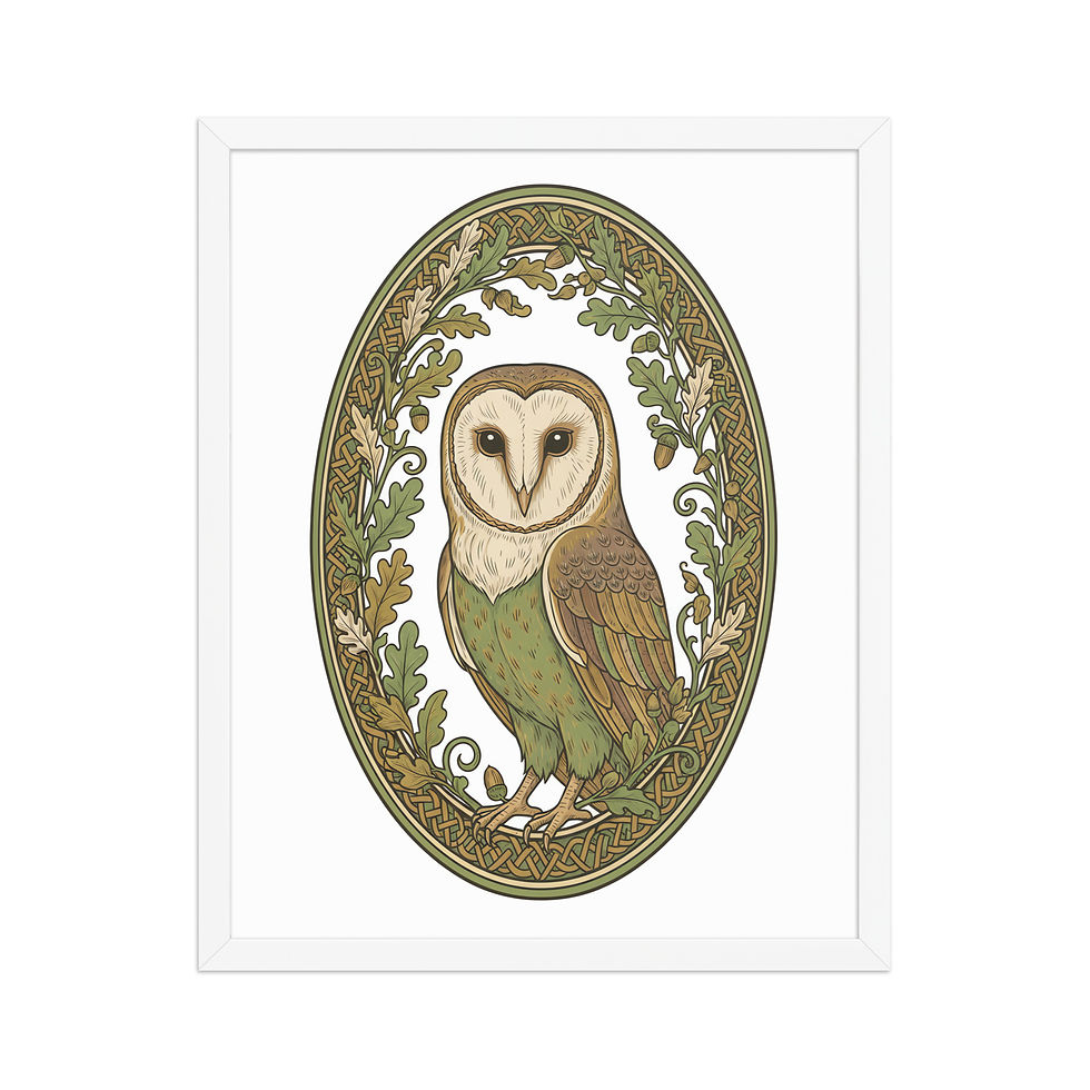 Thumbnail: Barn Owl Rounded Motif Wall Art Print