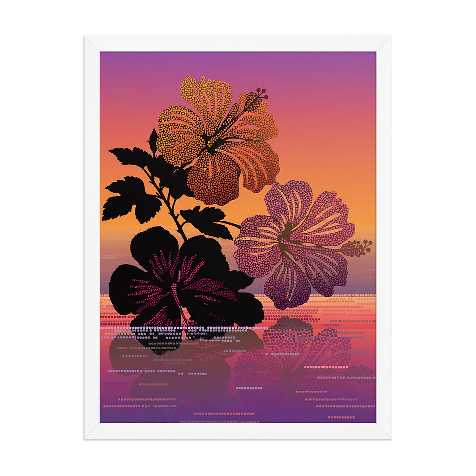 Thumbnail: Sunset Hibiscus Pointilist Summer Print