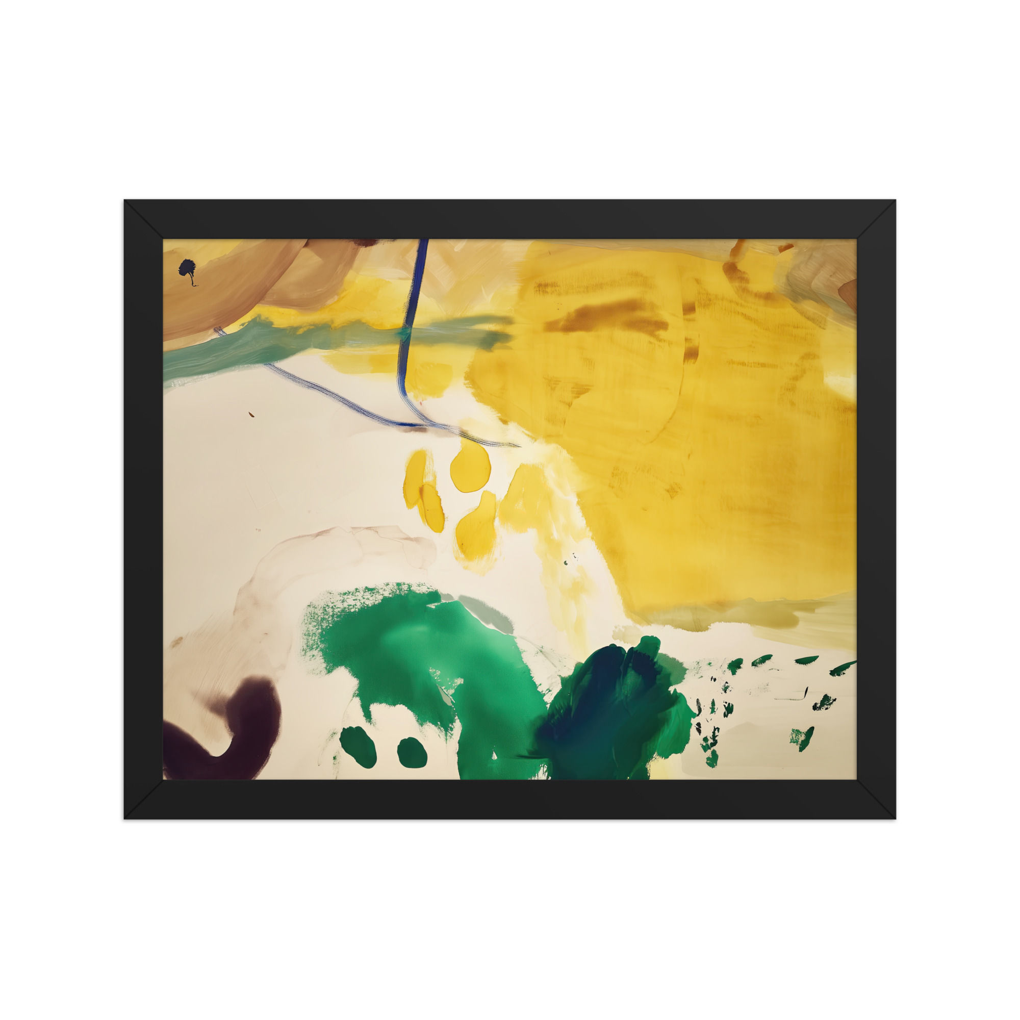 Vivid Golden Floral Abstract Print | Framed Contemporary Accent Decor