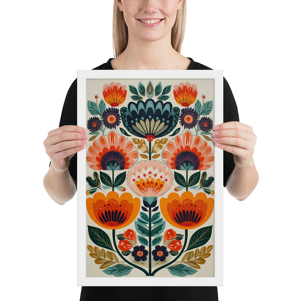Thumbnail: Scandinavian Inspired Botanical Wall Art - Folk Style Decor