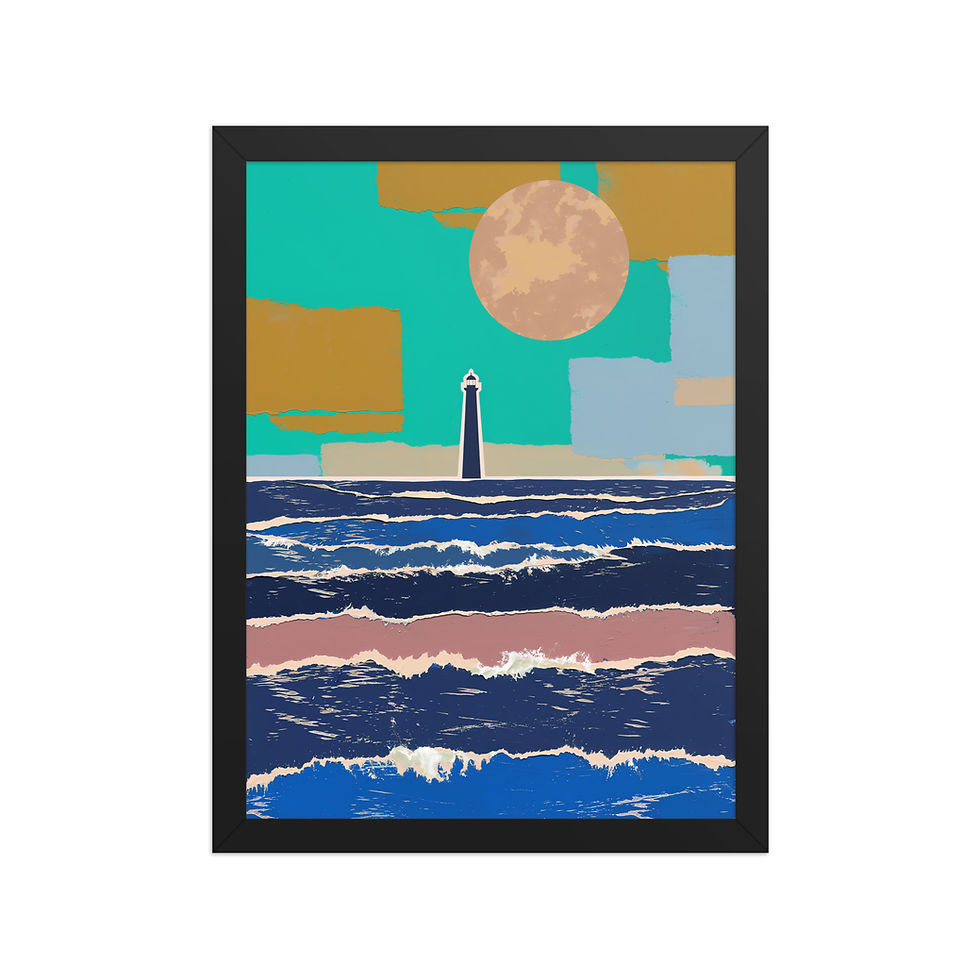 Thumbnail: Moon and Lighthouse Minimalist Art Print