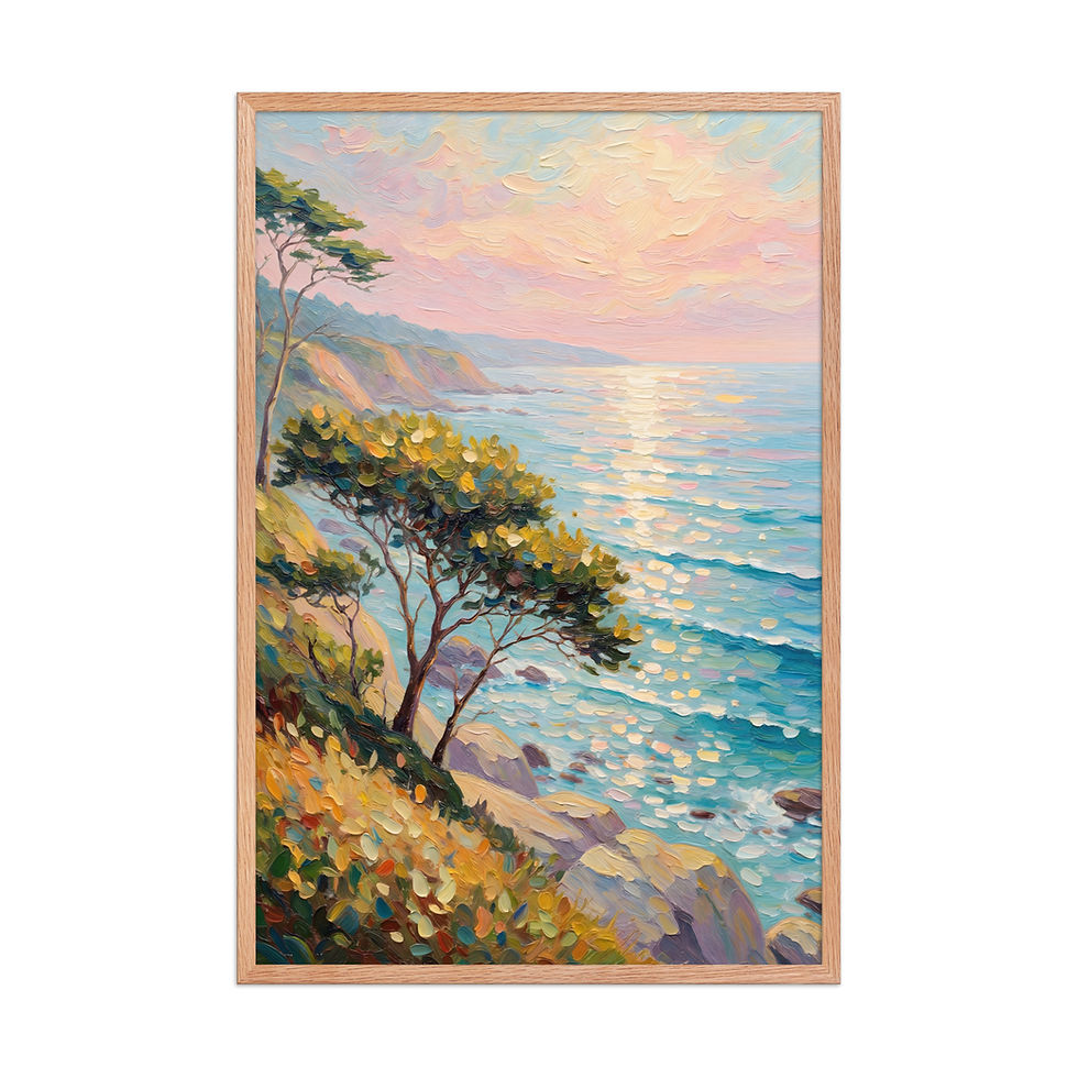 Thumbnail: Coastal Reverie Impressionist Seascape Framed Mega Print