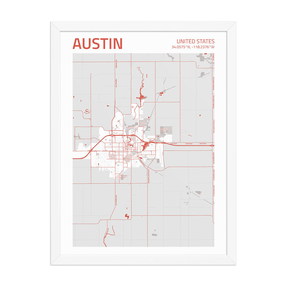 Thumbnail: Austin | Framed Colorful City Maps: Vibrant Art for Urban Decor Lovers
