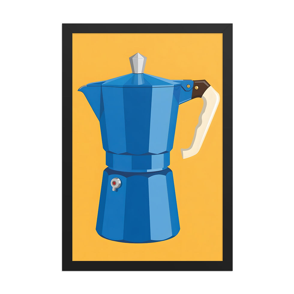 Thumbnail: Bold Blue Coffee Pot Eclectic Kitchen Framed Wall Art