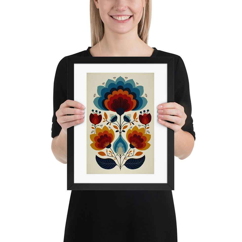 Thumbnail: Scandinavian Inspired Botanical Wall Art - Folk Style Decor