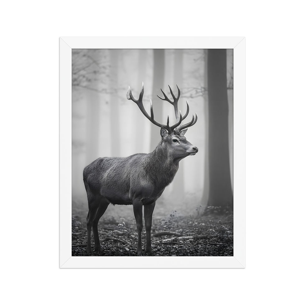 Thumbnail: Monochrome Stag in the Forest Wall Art