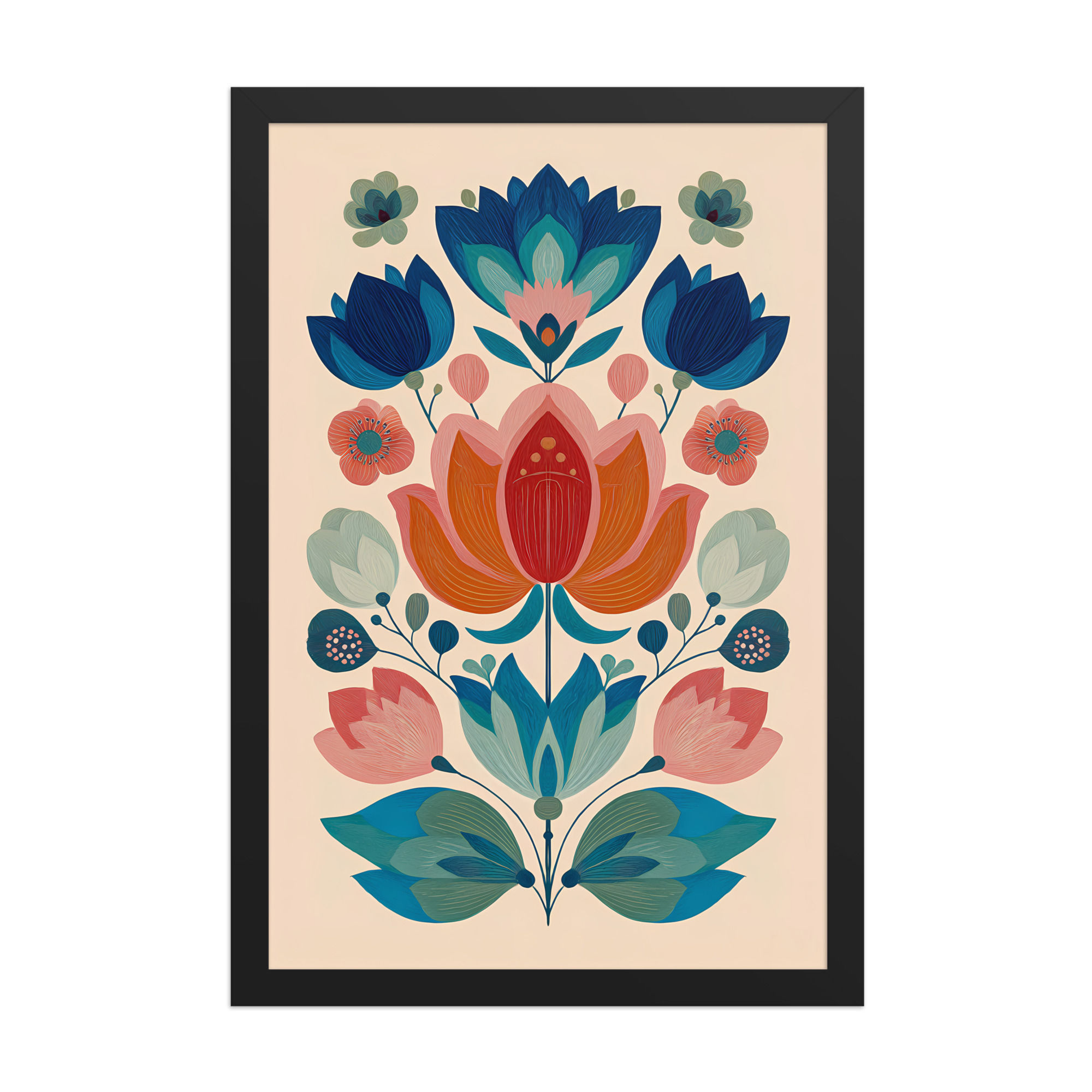 Stylish Botanical Folk Wall Art - Scandinavian Design Aesthetic