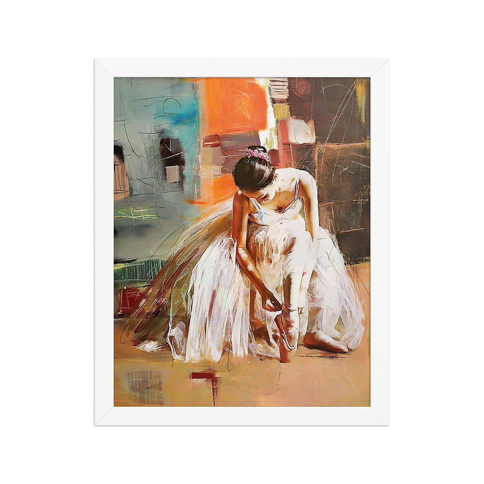 Thumbnail: Simple Ballet Art framed poster in black matte frame, featuring a ballerina in white dress, abstract background, framed wall art for home decor.