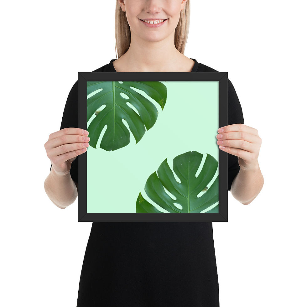 Thumbnail: Framed Monstera Leaves Wall Art - Tropical Botanical Decor for Home