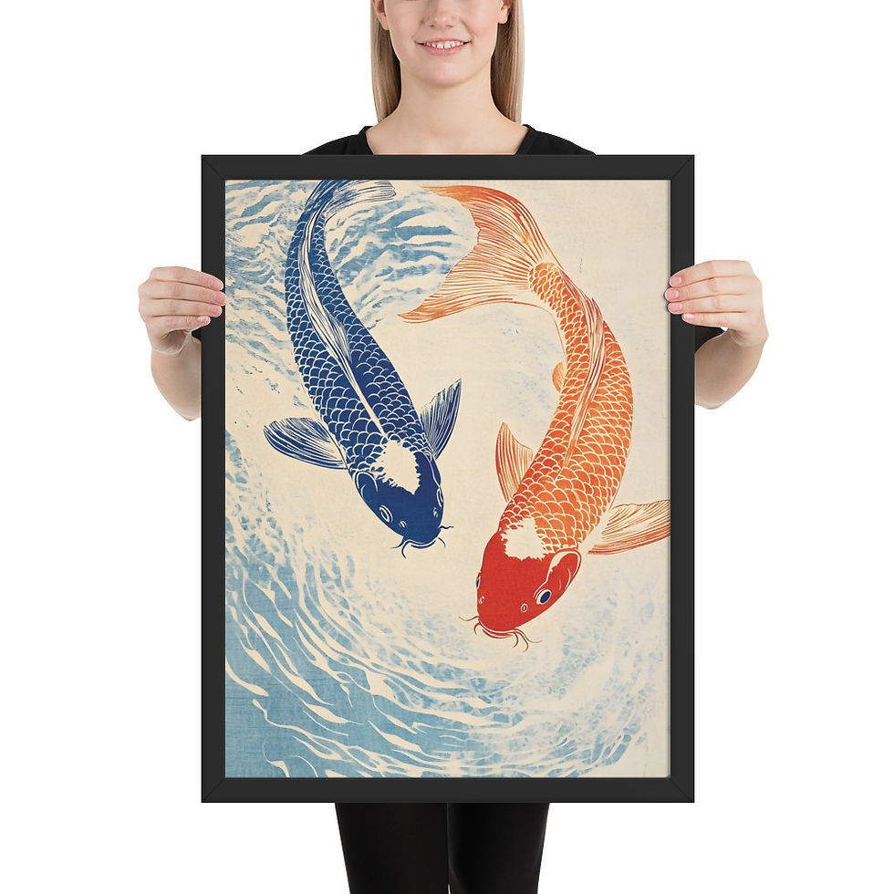 Thumbnail: Two Koi Swimming Art Print