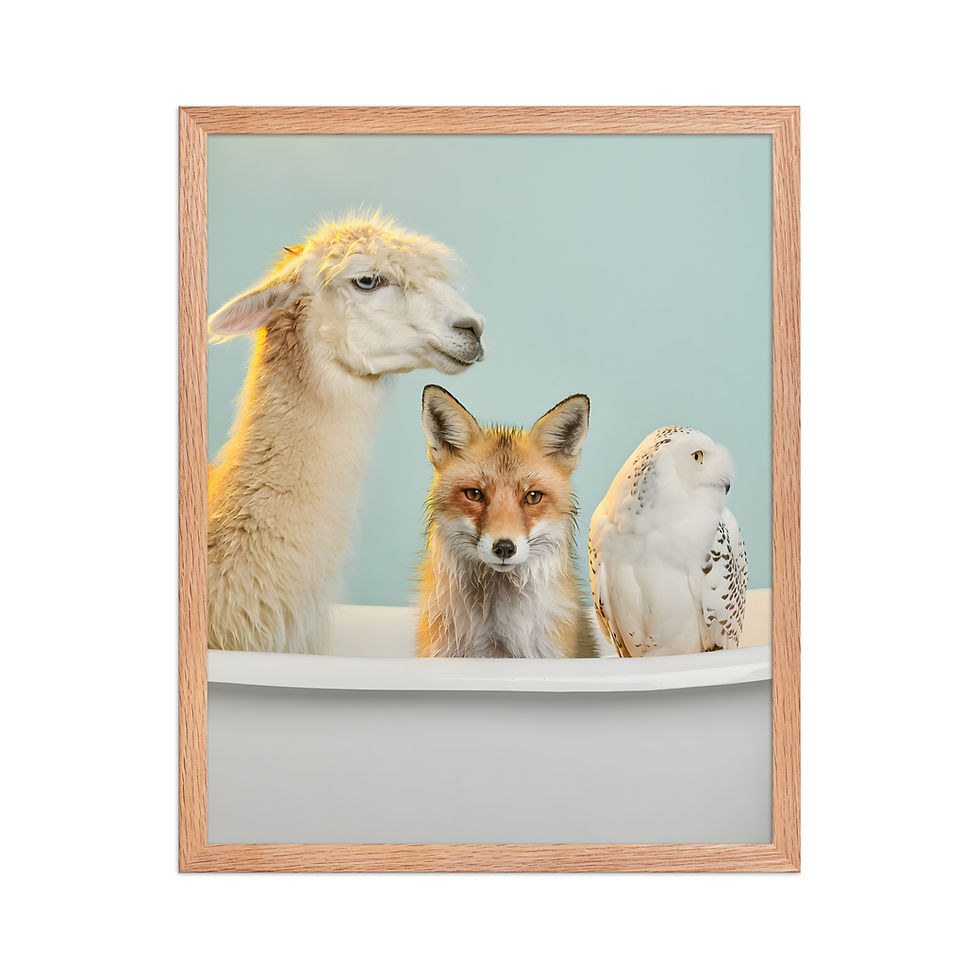 Thumbnail: Wet Animals in a Bathtub Funny Art Print