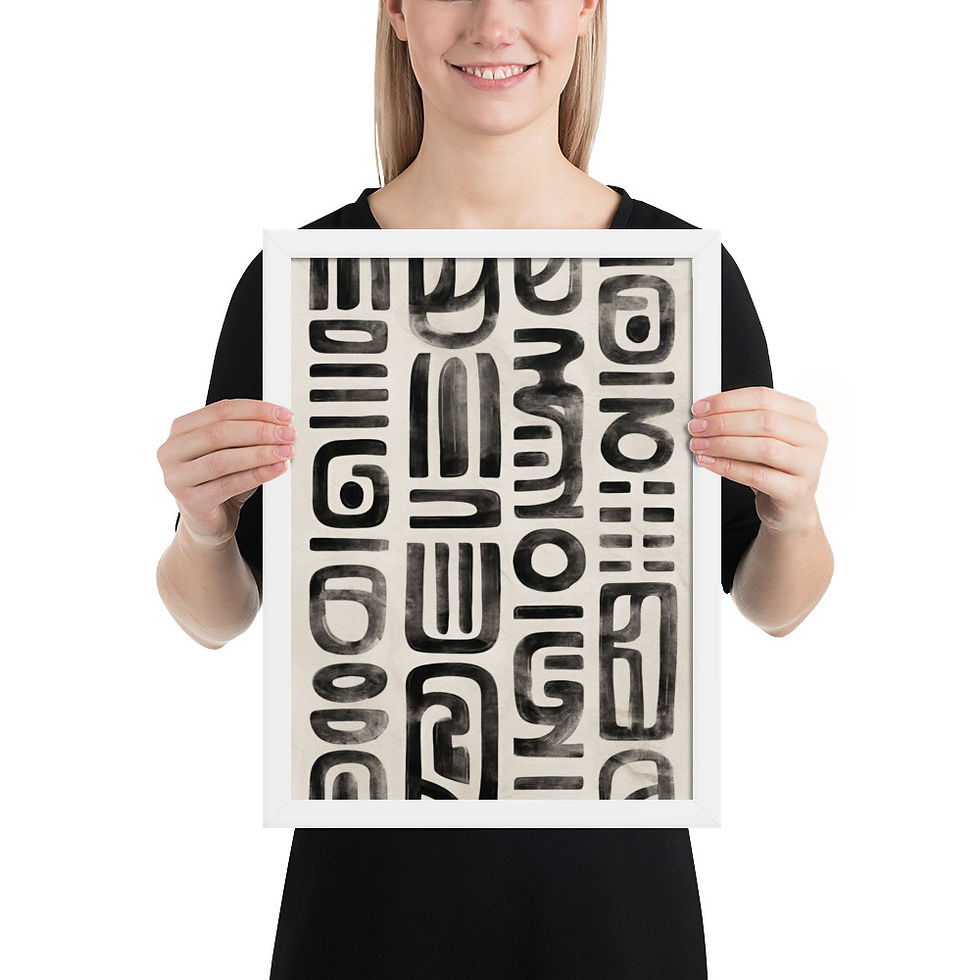 Thumbnail: Shapes Black & Beige Abstract Wall Art Print 
