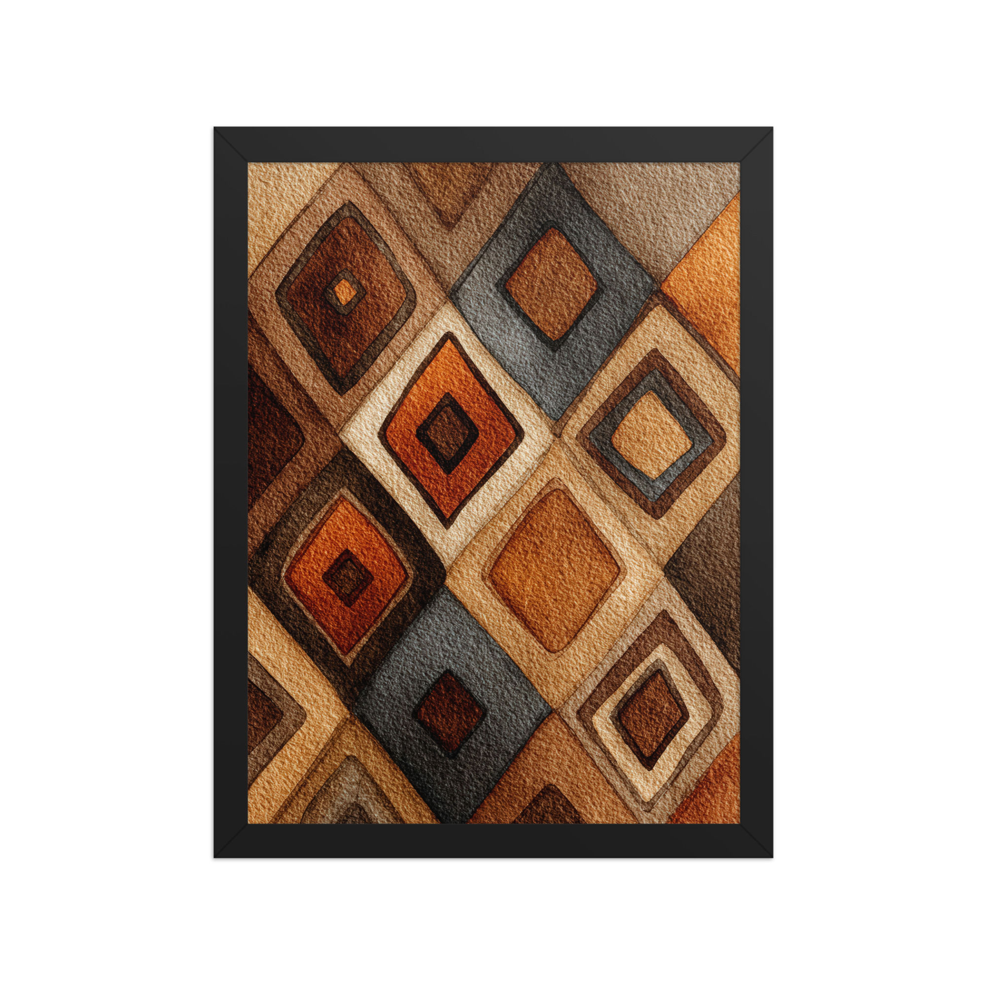 Framed Earthy Tones Boho Art – Cozy Vibe Decor
