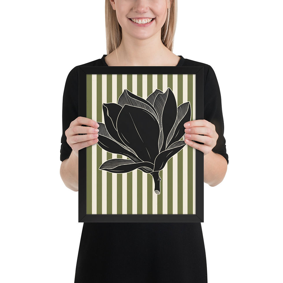 Thumbnail: Black Magnolia Blossom Framed Botanical Print