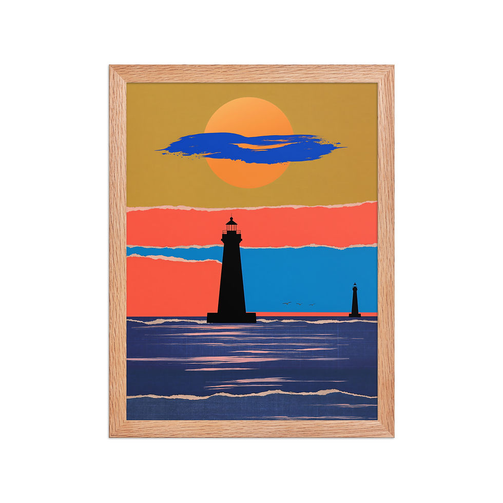 Thumbnail: Lighthouse Silhouettes Framed Art Print