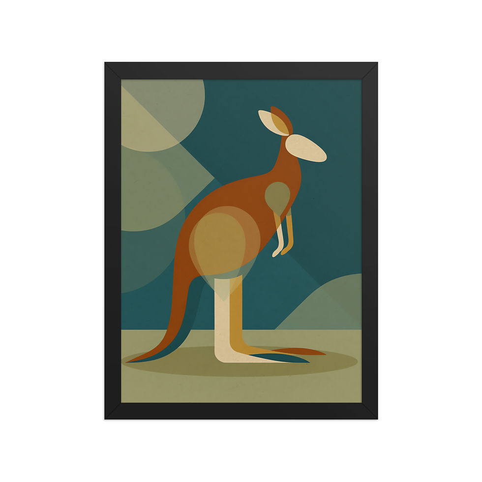 Thumbnail: Geometric Kangaroo Mid-century Art Print