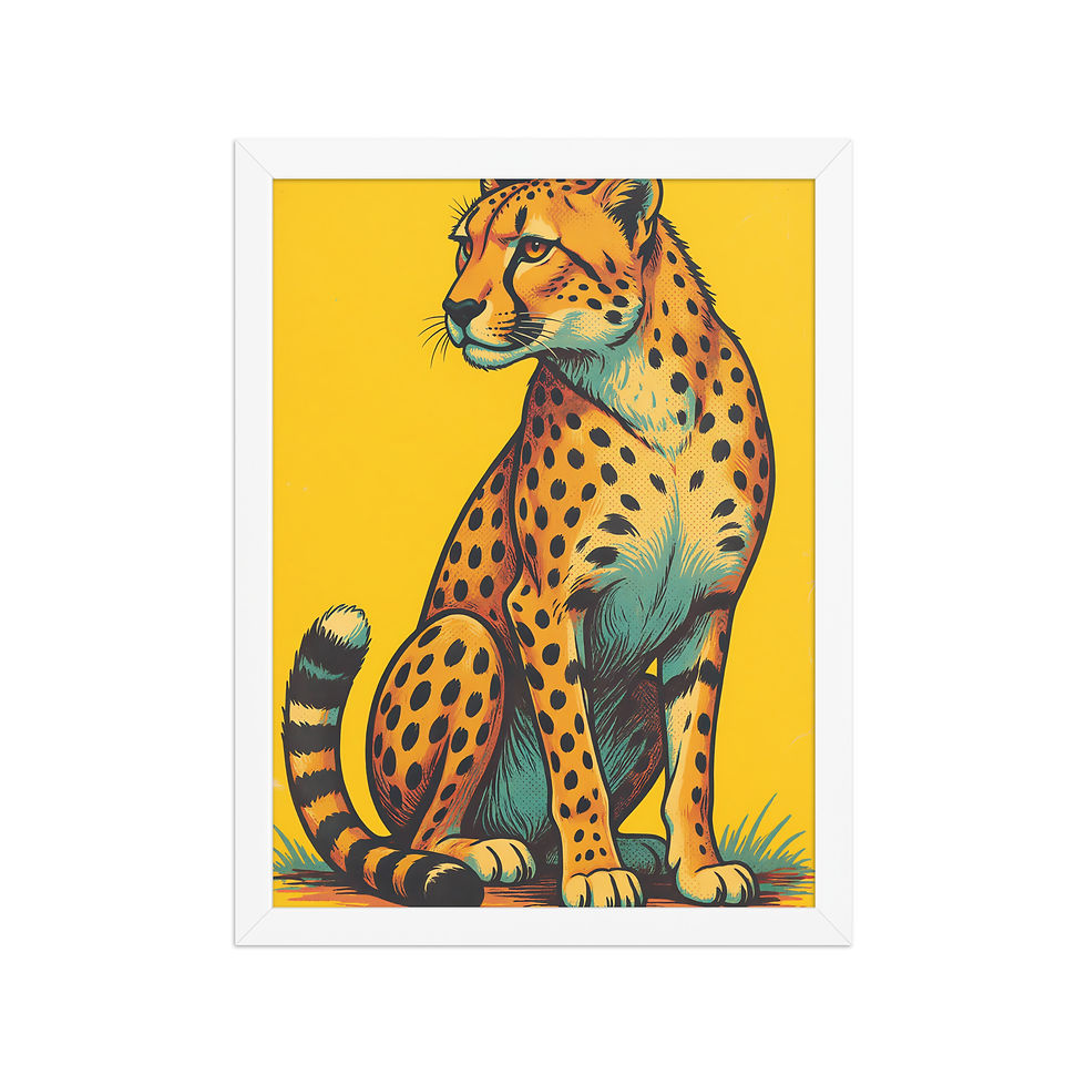 Thumbnail: Retro Cheetah on Yellow Art Print