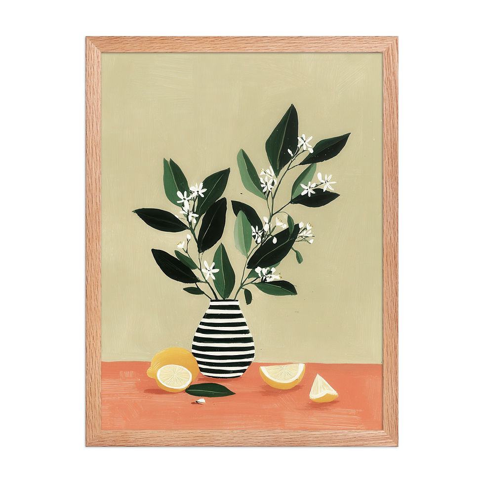 Thumbnail: Lemon Slices Gouache Inspired Art Print 