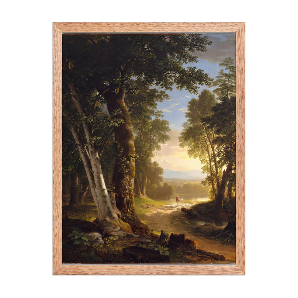 Thumbnail: The Beeches Durand Hudson River School framed art print, framed wall art, showcasing serene forest landscape with trees and path, Frameifi.