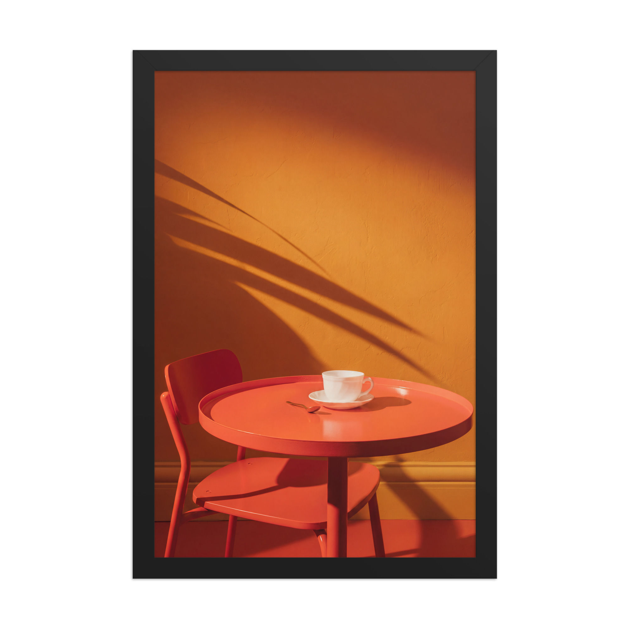 Cup on Red Table Framed Cafe Print