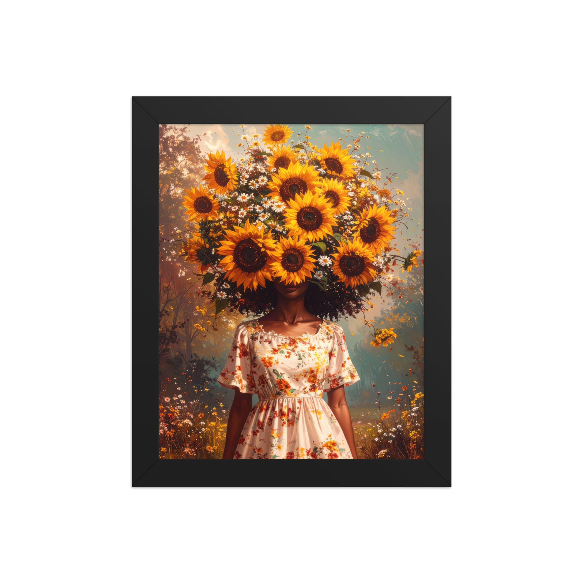 Sunflower Head Bouquet Art Print