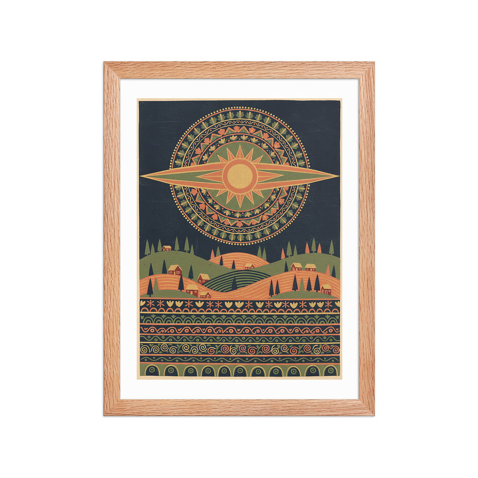 Thumbnail: Abstract Folk Landscape Art Print