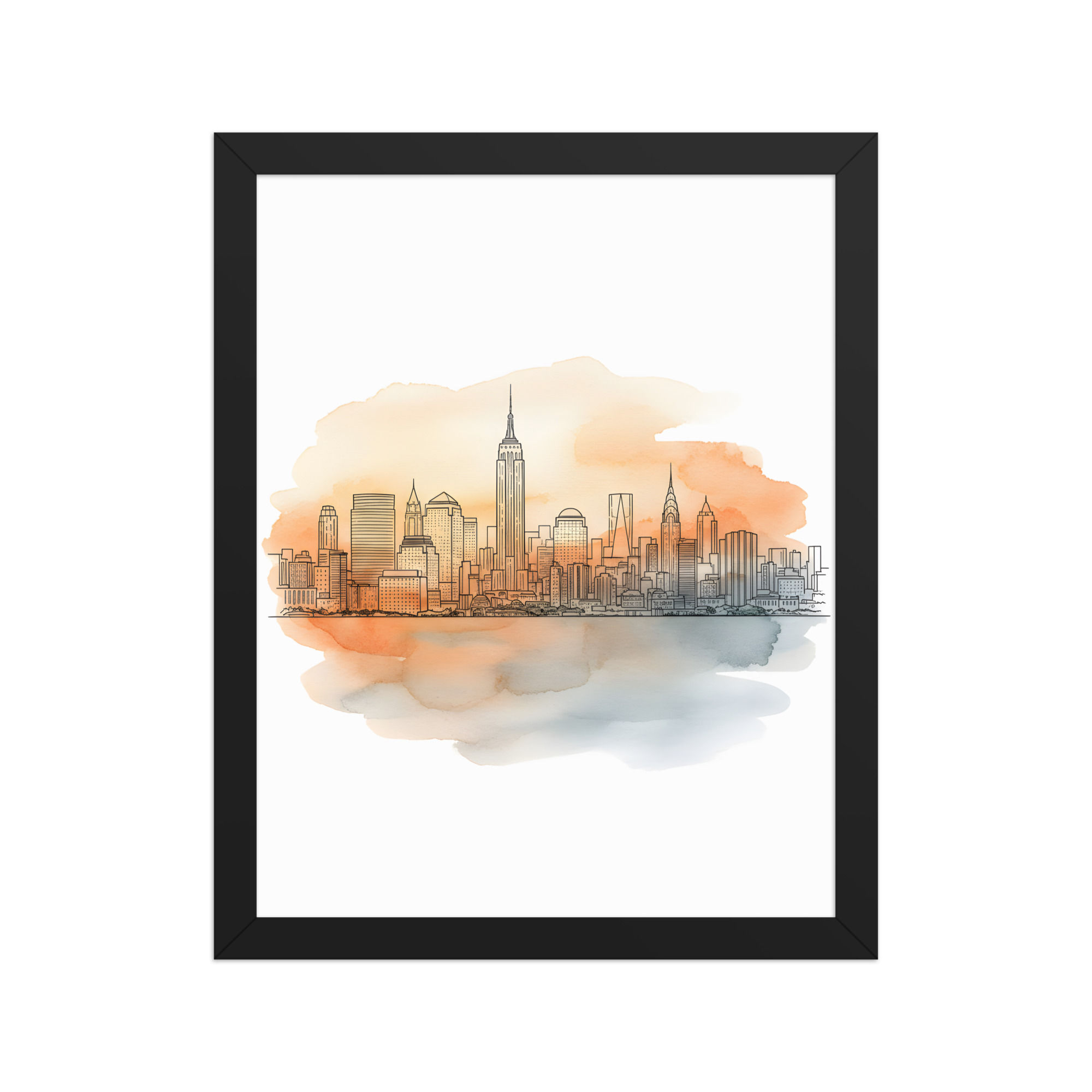 New York City Minimalist Illustration Framed Wall Art