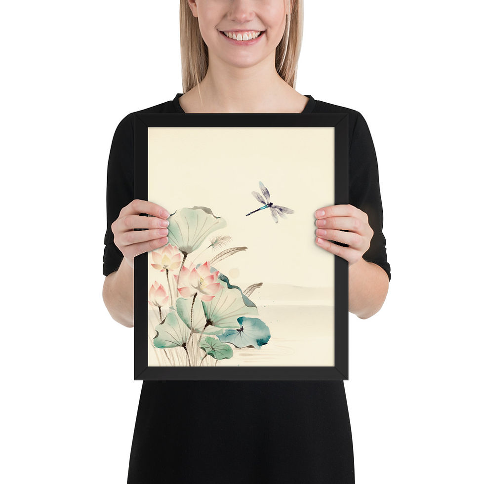 Thumbnail: Dragonfly Lotus Framed Wall Art