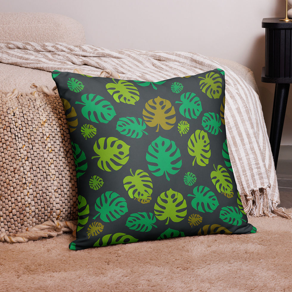 Thumbnail: Playful Monstera Leaves Cushion for Living Room